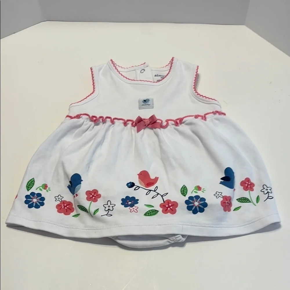 Absorba White Baby Dress with Pink Accents